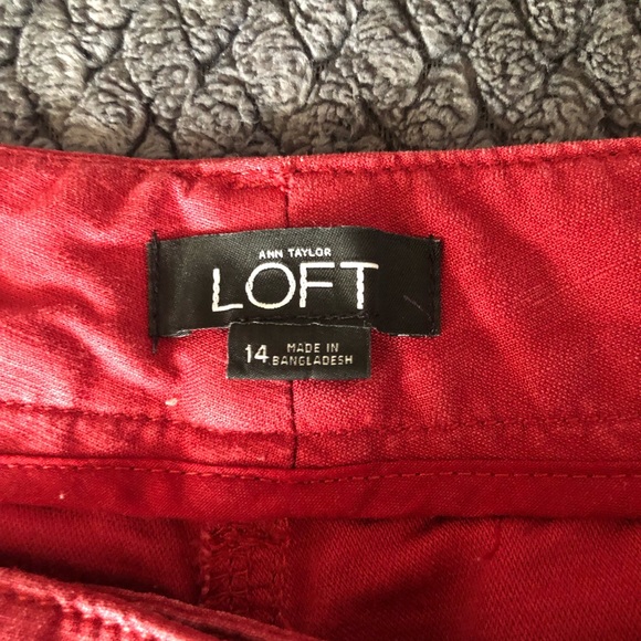 Loft Slim Ankle Crop Mid Rise Linen Blend Pants size 14 - Picture 4 of 10